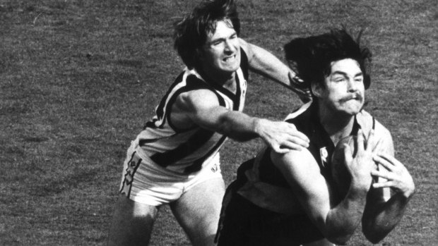 FILE PIC  6-10-1980.   Picture shows Richmond player David Cloke taking a mark during the 1980 grand final against Collingwood.