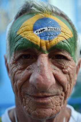 A Brazil supporter during the quarter-final against Colombia.