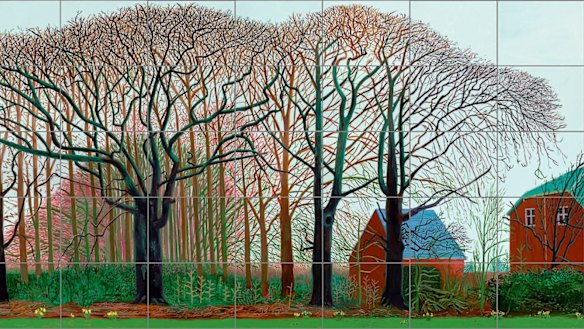 David Hockney, Bigger trees near Warter or ou Peinture sur le motif pour le Nouvel Age Post-Photographique (detail), 2007.Tate, London, presented by the artist 2008.