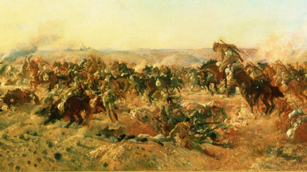 George Lambert's 1920 oil painting 'The Charge of the Australian Light Horse at Beersheba, 1917'.