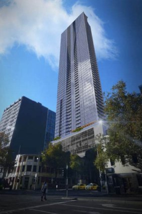 An artist's impression of Central Equity's proposed tower at 560 Lonsdale Street. 