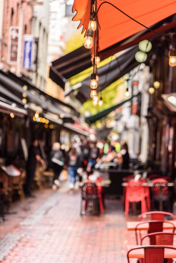 Al fresco dining is the way of the future, such as along Hardware Lane in the CBD.
