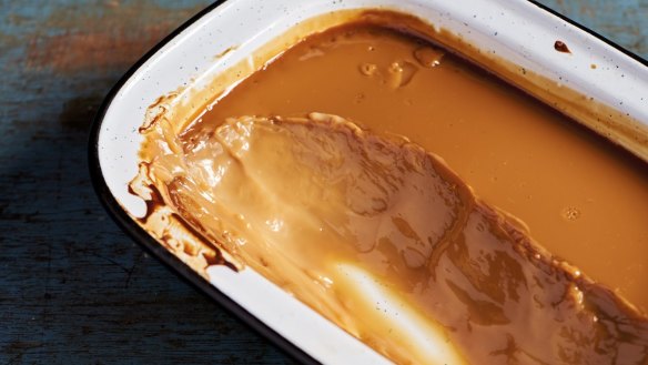 Oven-baked dulce de leche.