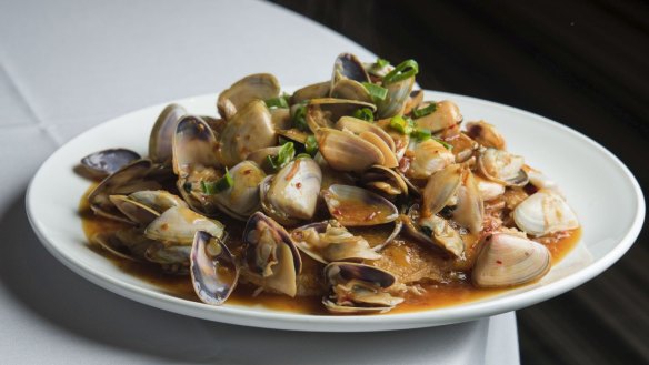 Signature pipis and XO sauce at Golden Century Seafood Restaurant.