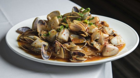 Signature pipis and XO sauce at Golden Century Seafood Restaurant.