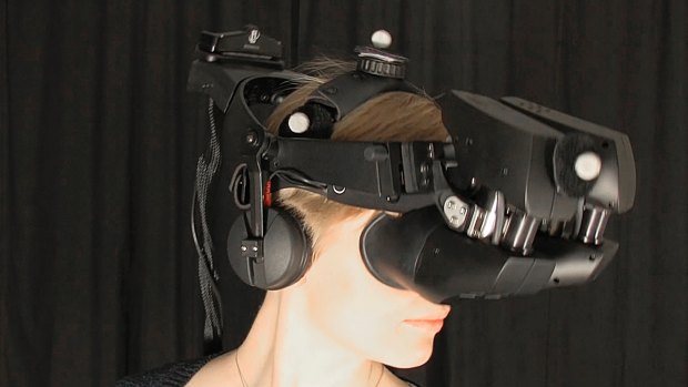 Avatars have been shown to be effective at reducing auditory hallucinations. This image shows virtual reality goggles used for research into anxiety disorders and paranoia by the Oxford Cognitive Approaches to Psychosis research group.  