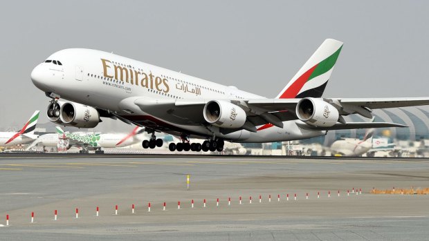 Flight EK001 took off from Dubai International Airport for London Heathrow on Wednesday.