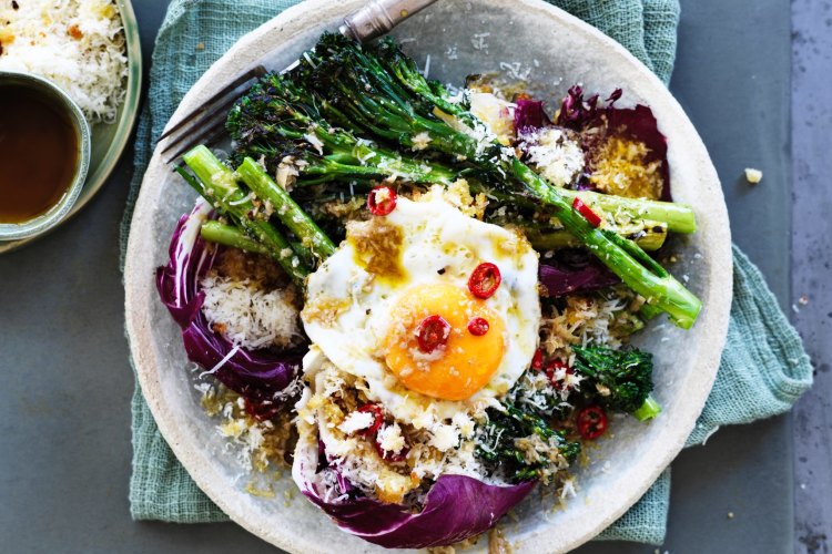 Danielle Alvarez's warm broccoli and radicchio salad with anchovy and chilli dressing.