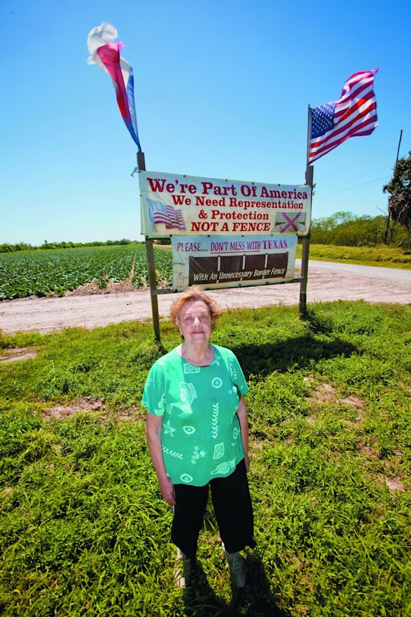 Barrier method: Brownsville resident Pamela Taylor, who lives next to a gap in the fence. 