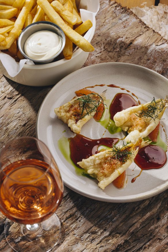 Tempura whiting from Port Phillip Bay with soy kelp caramel.