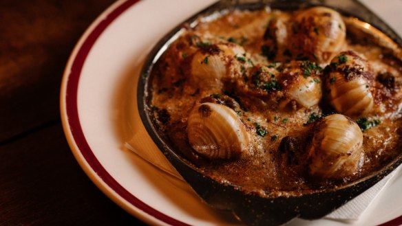 Restaurant Hubert's escargot with XO-infused butter.