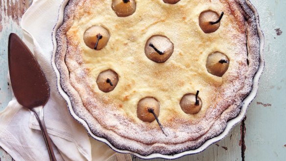 Ricotta and baby pear tart (or substitute poached plums or apricots).