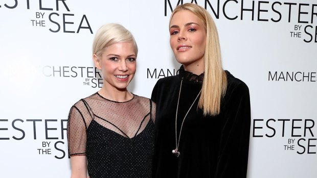Actresses Michelle Williams and Busy Philipps attend a special screening of <i>Manchester by the Sea</i>.