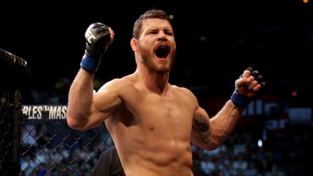 Stealing the spotlight: Injured UFC middleweight champion Michael Bisping caused dramas after the interim result, antagonising newly crowned interim champion Robert Whittaker.