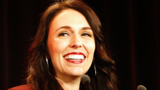 New Zealand's leader Jacinda Ardern talks to hundreds of supporters after election results are announced.