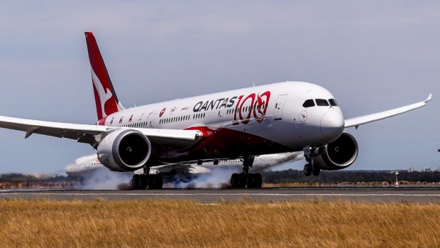 Qantas's test flight touches down in Sydney after flying non-stop from London.