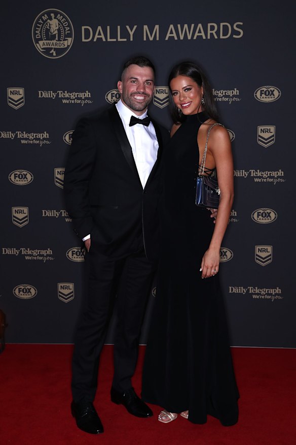 James Tedesco of the Roosters and his partner Maria Glinellis.