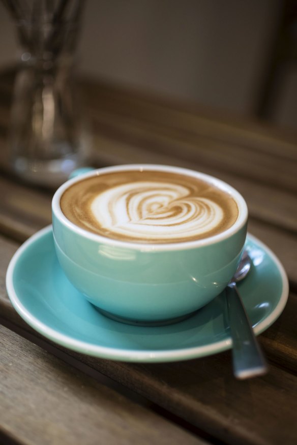 A flat white with oat milk in Camperdown, Sydney.