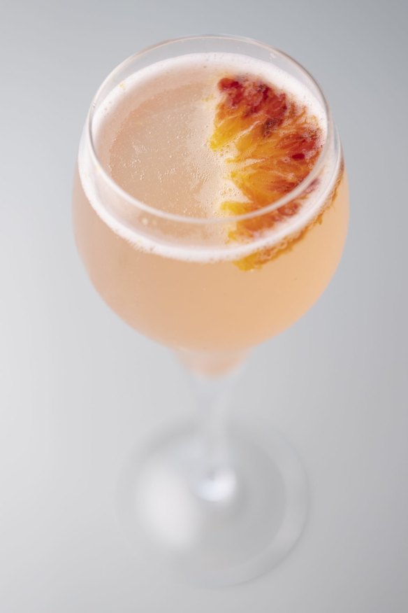 A softly floral Bellini cocktail.