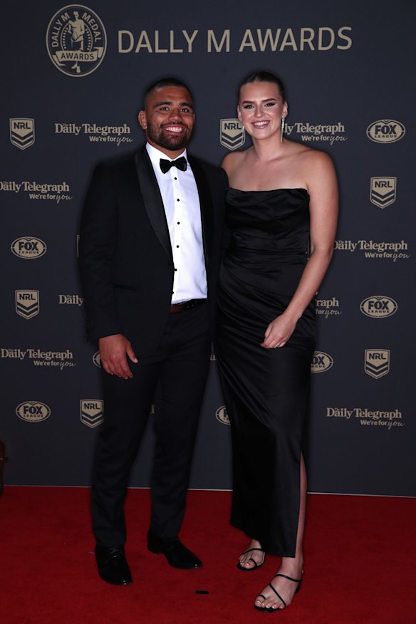 Isaiah Papali'i of the Eels and his partner Elle Temu.