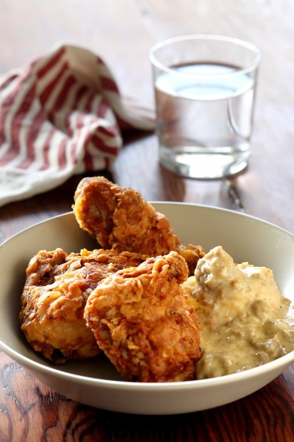 Fried chicken with sausage gravy at Hartsyard.