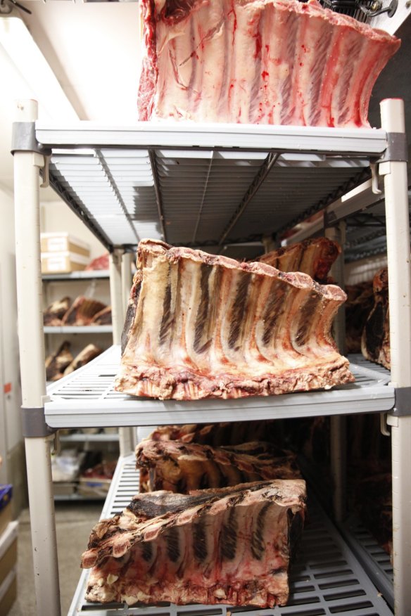 Meat dry-ageing at Rockpool restaurant in Sydney.