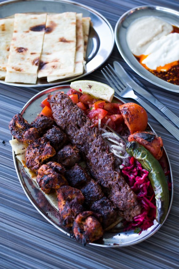 A mixed shish plate at New Star Kebab, Auburn.