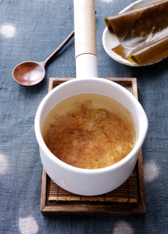 Kombu seaweed (top right) adds depth to Japanese dashi stock.