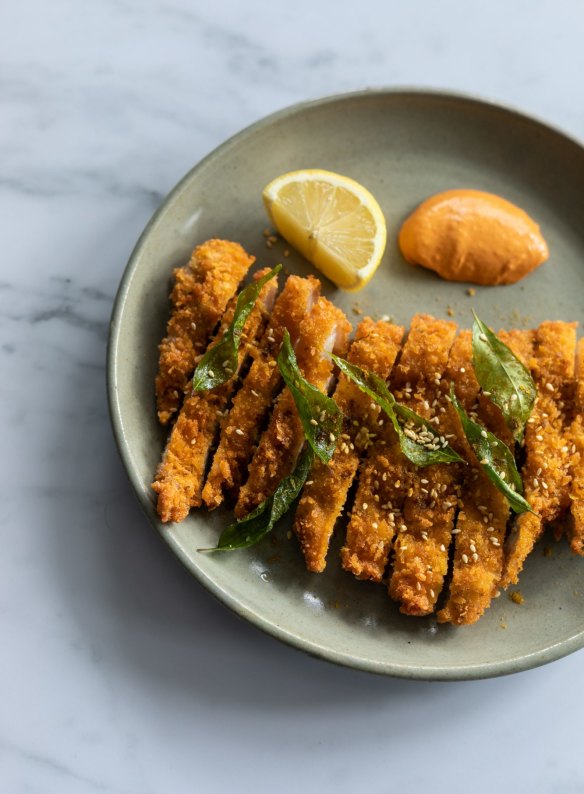 Crumbed fried pork with nduja butter. 