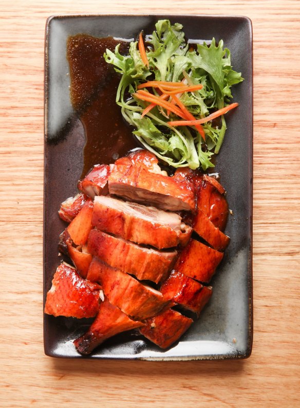 Roasted duck is a specialty.