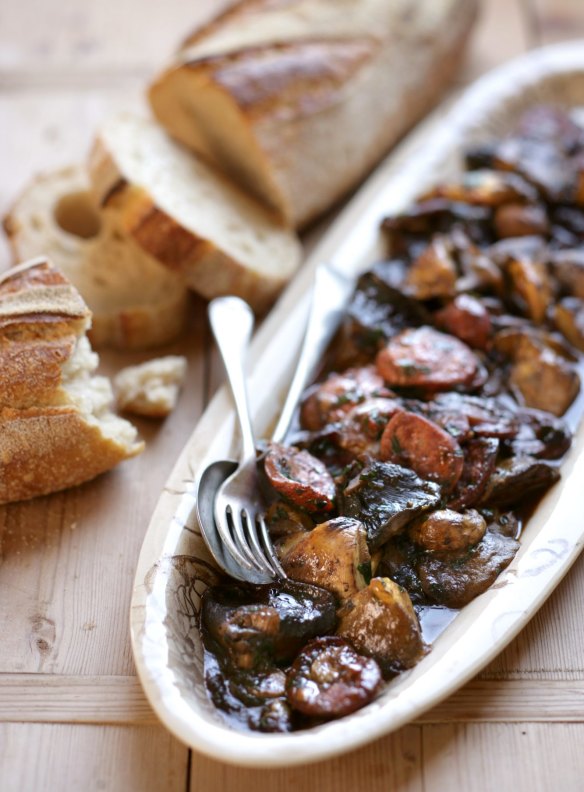 Chorizo with field mushrooms and sherry.