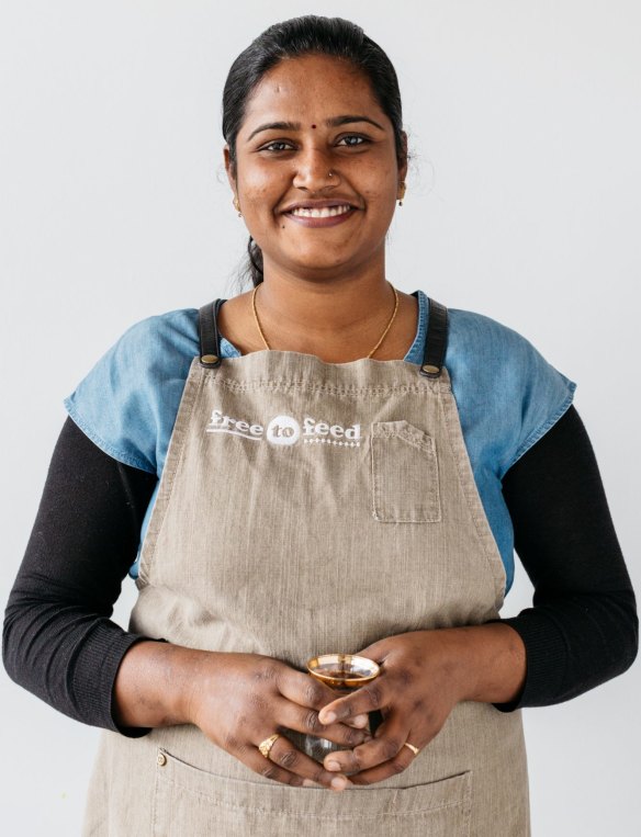 Charu says working as a cooking teacher at social enterprise Free to Feed has improved her English and her skills.