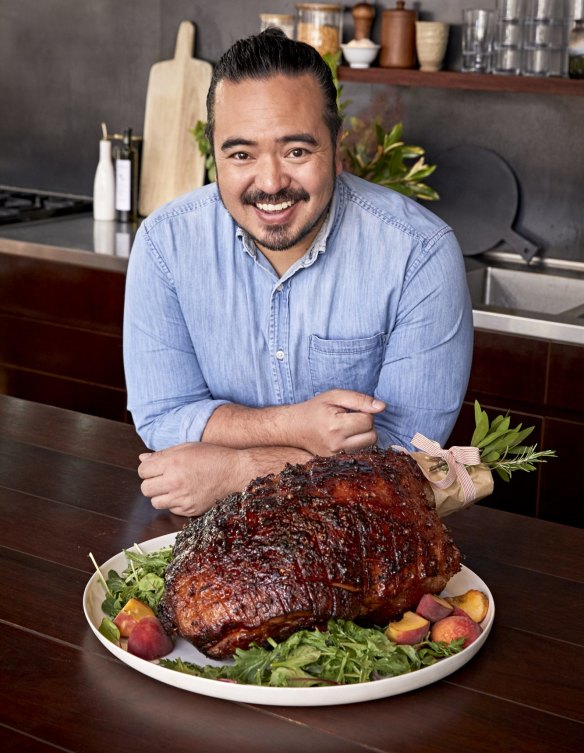 Adam Liaw with his tropical fruit glazed ham.