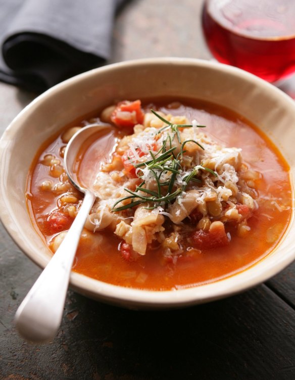La sfarrata - a thick and golden winter soup served with chilli oil.