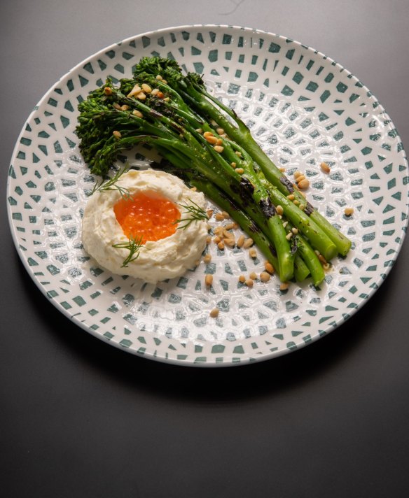 Broccolini, pine nuts and Yarra Valley caviar.