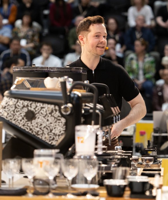 Douglas in action at the 2022 World Coffee Championships in Melbourne.