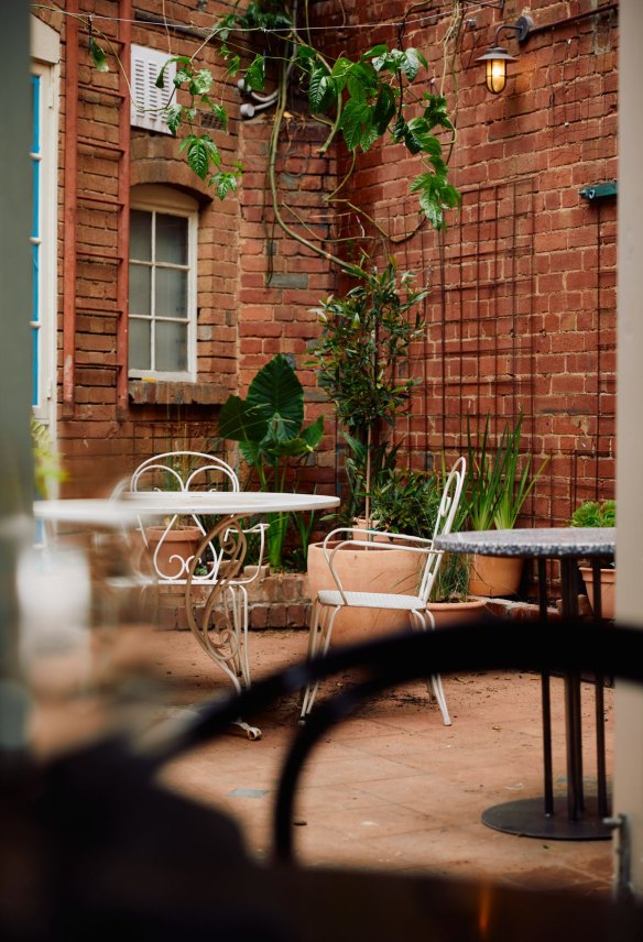 A secluded courtyard offers a spot of reprieve in the city.