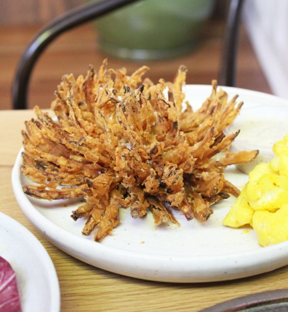 Blooming onion with pickled cauliflower. 