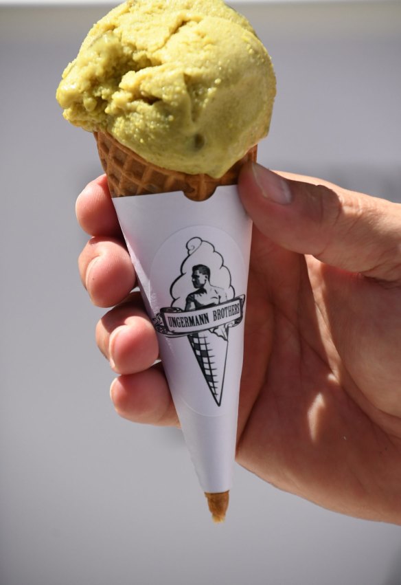 Vanilla and Slovenian pumpkin seed oil ice cream from Ungermann Brothers Ice-Cream Parlour.