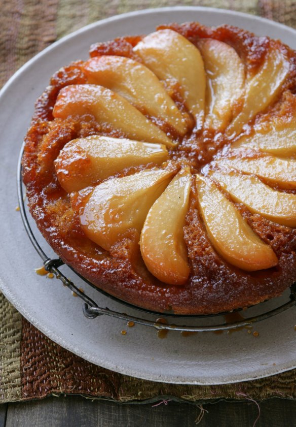 Upside down caramel pear cake.