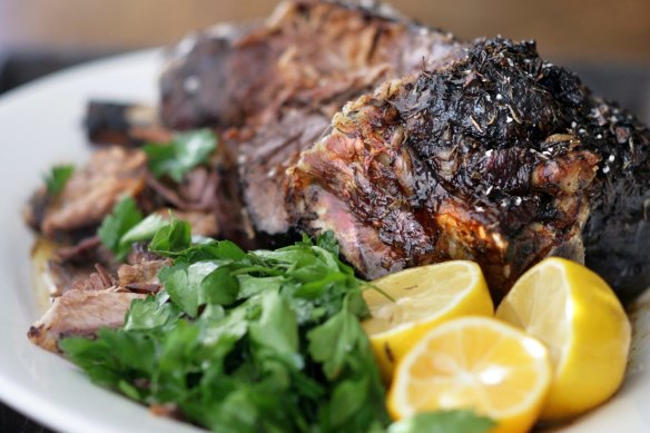 Slow-cooked Greek lamb.