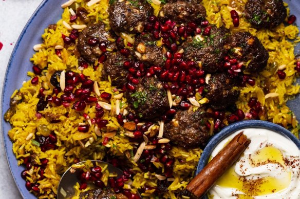 RecipeTin Eats' beef koftas with Persian jewelled rice.