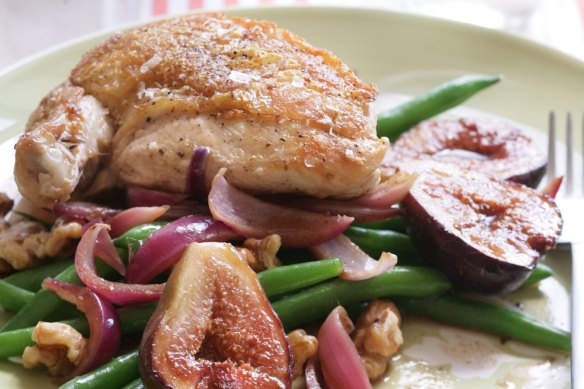 Roast chicken with balsamic figs.