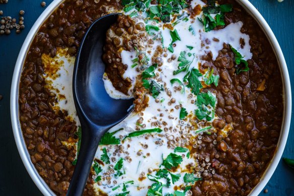 This lentil curry is heavy on the ginger.