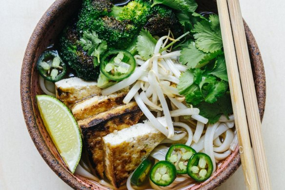 Speedy, vegan -friendly pho.