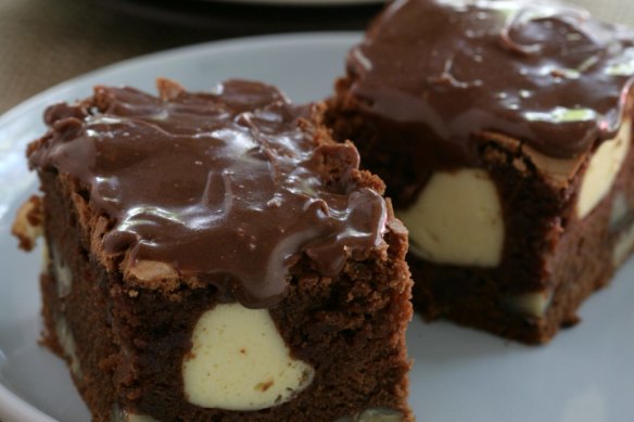 Cream cheese, chocolate and coffee brownies.