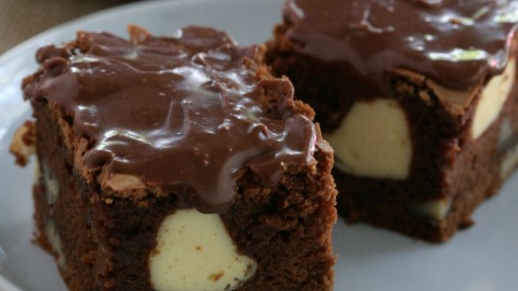 Cream cheese, chocolate and coffee brownies.