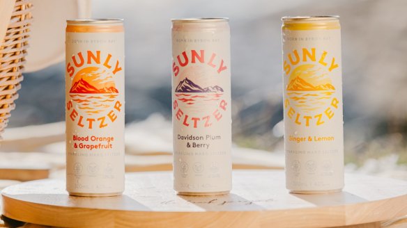The Sunly Seltzer line up, made by Stone & Wood brewery in Byron Bay.
