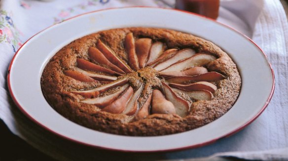 Ginger and pear pudding with salted caramel sauce.