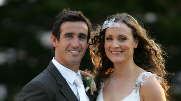 Andrew Johns and Cathrine Mahoney's wedding day in 2007.